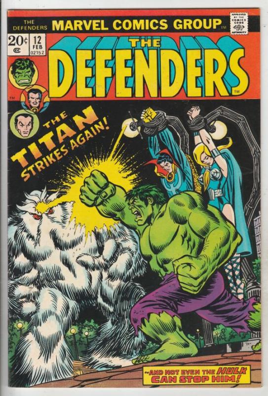 Defenders, The #12 (Feb-74) VF High-Grade Hulk, Dr. Strange, Namor, Valkyrie