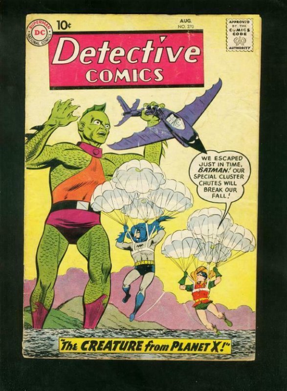 DETECTIVE COMICS #270 1959-BATMAN-ROBIN-JOHN JONES-PARACHUTE COVER-g/vg G/VG