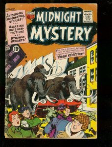 MIDNIGHT MYSTERY #6 1961-PRE-HISTORIC MASTEDON COVER VG