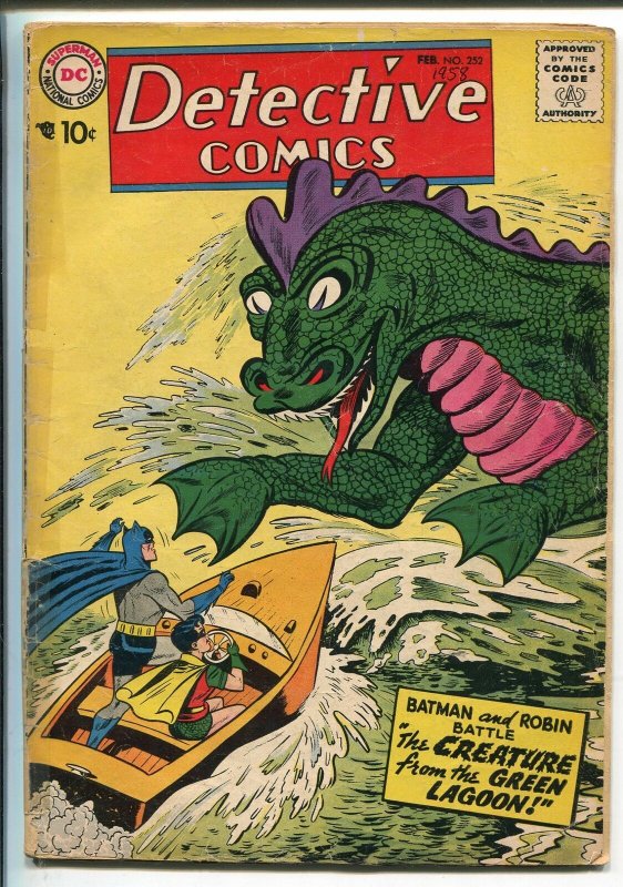 DETECTIVE #252 1958-DC COMICS-BATMAN-ROBIN-JOHN JONES-GREEN LAGOON CREATURE-good
