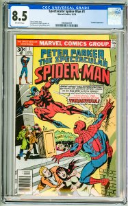 The Spectacular Spider-Man #1 (1976) CGC 8.5! OW Pages!