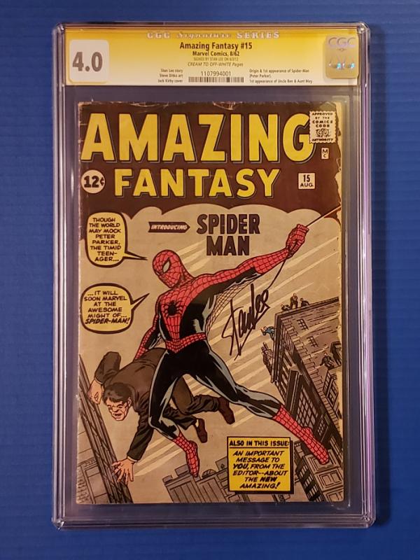 Amazing Fantasy 15 CGC - First Spider-Man Signed Stan Lee!