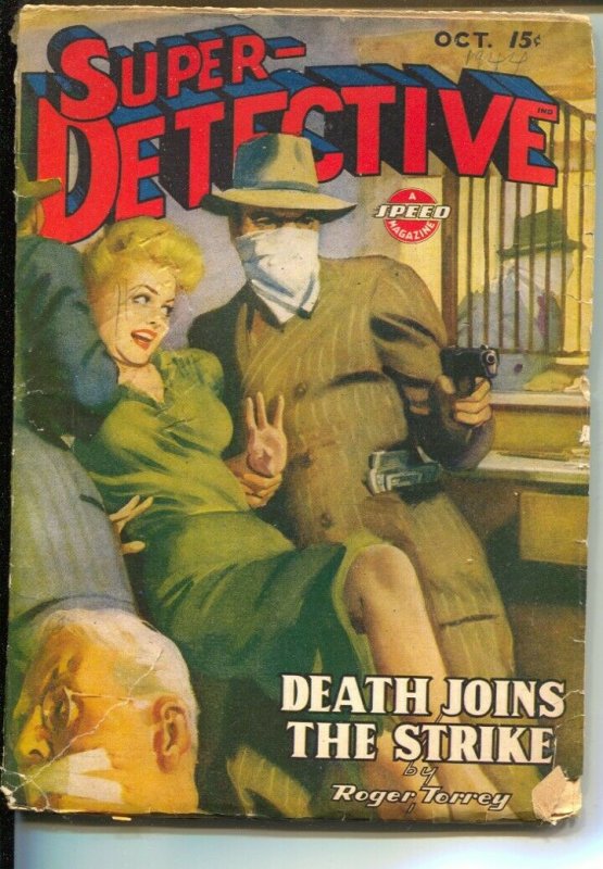 Super-Detective 10/1944-Spicy blonde hostage cover-Hardboiled crime pulp from...