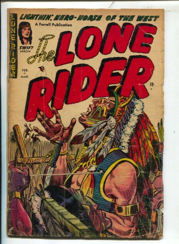 Lone Rider #18 1954-Ajax-Indian cover-check out his teeth!!-Lone Rider does n...