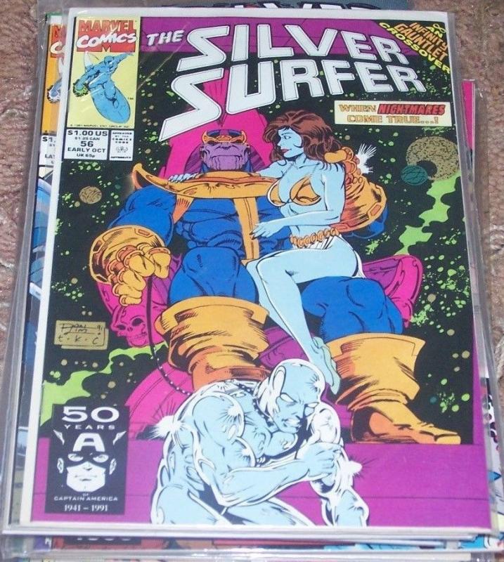 Silver Surfer #56 (Oct 1991, Marvel) thanos infinity gauntlet warlock avengers