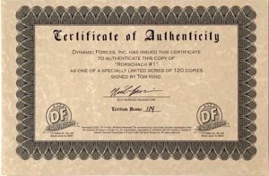 RORSCHACH #1 JORGE FORNES COVER SIGNED TOM KING W/ COA  DC BLACK LABEL- NM