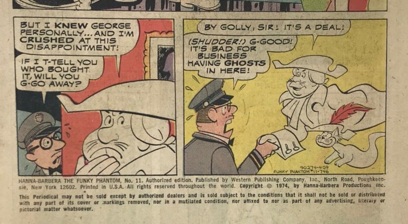 THE FUNKY PHANTOM Comic Issue 11 — Hanna Barbera 1974 Whitman Comics Western Pub