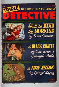 TRIPLE DETECTIVE SUMMER 1948-SKELETONS PLAYING BASEBALL-HARD BOILED PULP VG