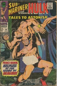 Tales to Astonish #94 ORIGINAL Vintage 1967 Marvel Comics Sub Mariner Hulk