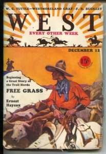 West 12/12/1928-Wittmack cover art-pulp fiction-Haycox-Tuttle-Westmoreland Gr...