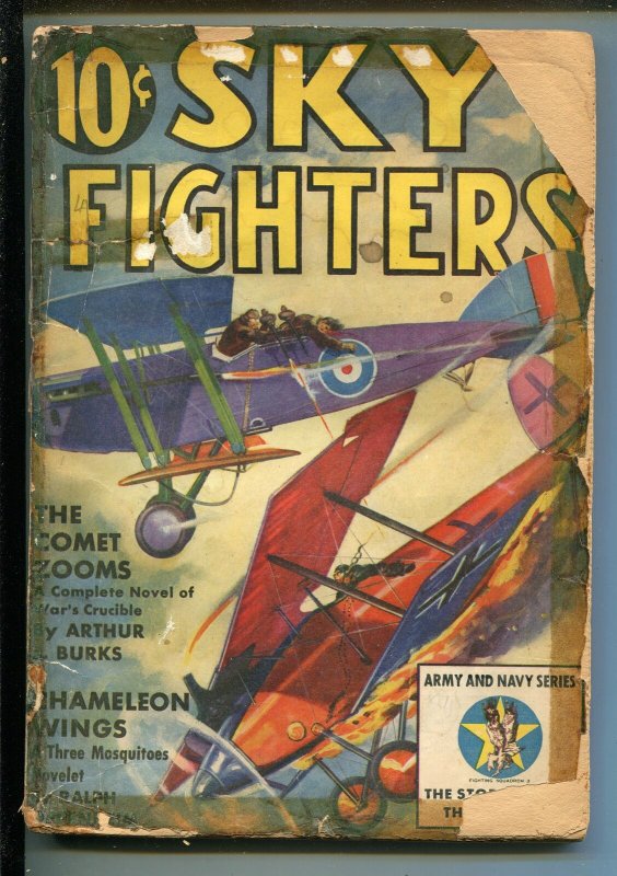 SKY FIGHTERS 3/1939-AIR WAR PULP-THRILLS-ARMY-NAVY-INSIGNIA-fr