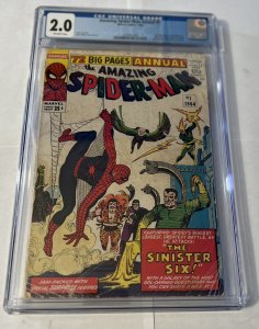 Amazing Spider-man Annual 1 CGC 2.0 ow/w pages marvel 1964