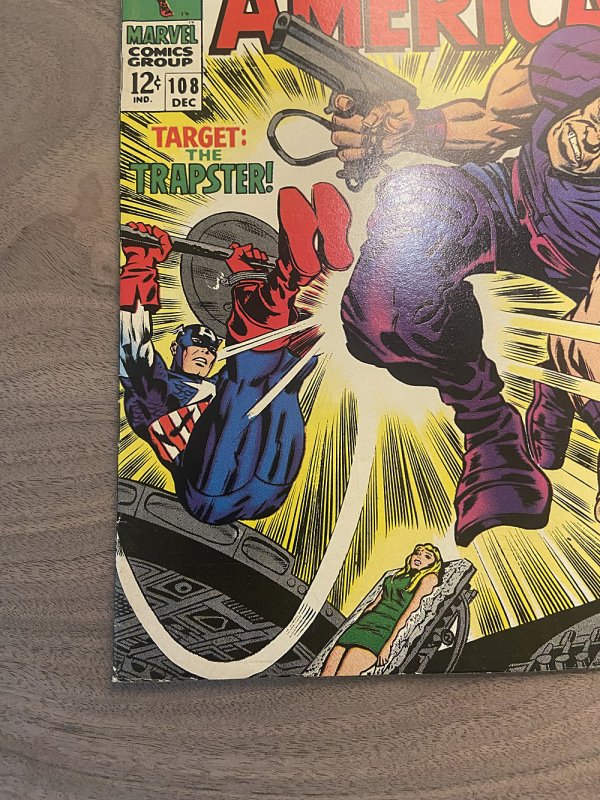 Captain America #108 ( 8.0 VFN ) Jack Kirby, Full Size Spiderman Ad  / 1968