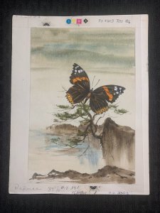 HAPPY FATHERS DAY Black and Orange Butterfly 7x9 Greeting Card Art #2803