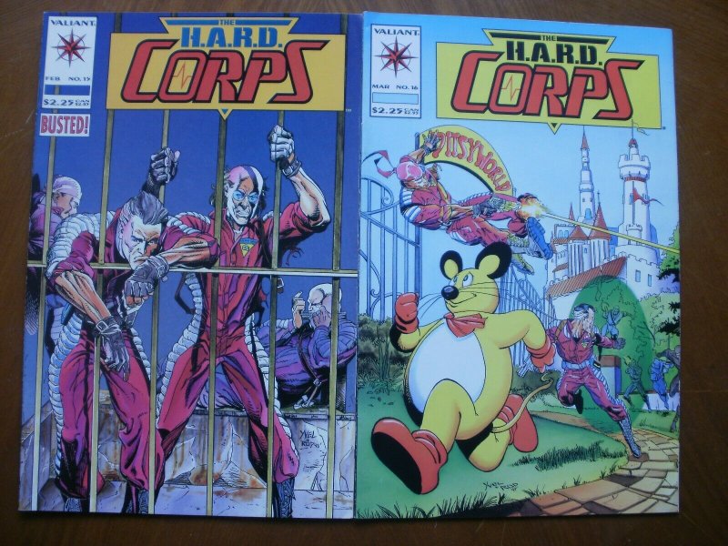 2 Valiant THE HARD CORPS Comic #15 #16 (1994) Midnight's Choice Mangy Mouse