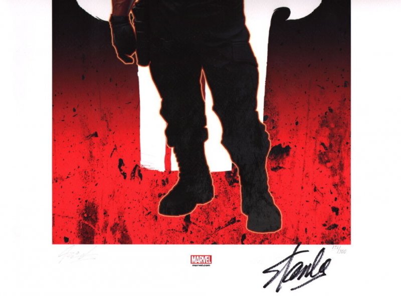 Stan Lee SIGNED Sideshow EXC Signed Marvel Punisher Art Print ~ Ariel Olivetti