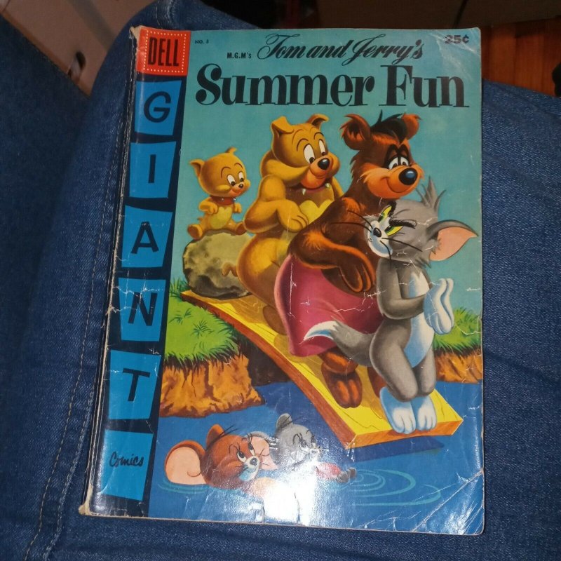 TOM & JERRY Summer Fun #3 1956 DELL GIANT Silver Age Comic Book CARTOON Droopy