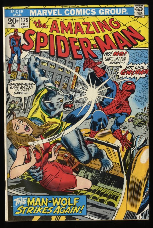 Amazing Spider-Man #125 VG- 3.5 Marvel Comics Spiderman 2nd Man-Wolf!