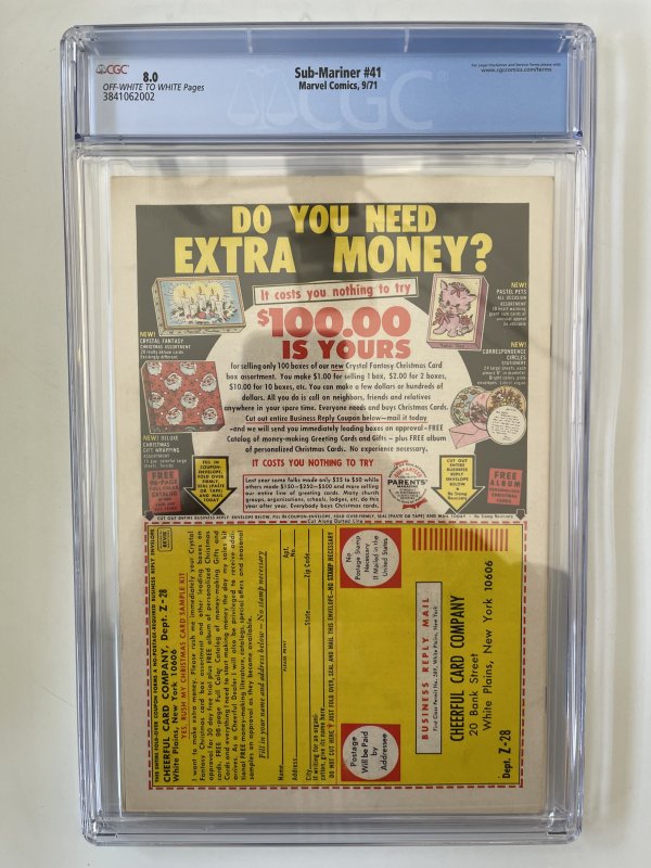 Sub-Mariner #41 -  CGC 8.0 - George Tuska Art (1971)