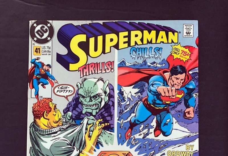 Superman 2Nd Series #41 Dc Comics 1990 Vf+ Newsstand