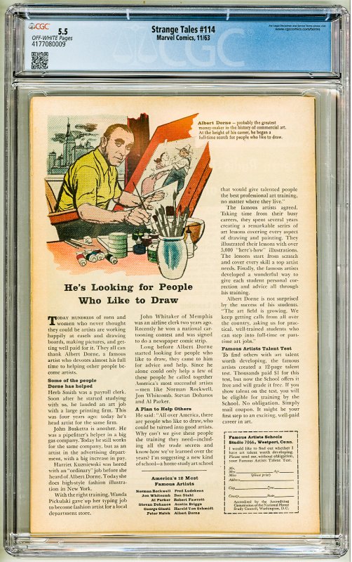 Strange Tales #114 (1963) CGC 5.5! OW Pages!