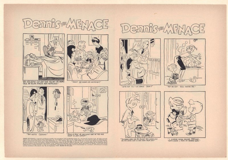 Dennis the Menace #24 Unused Comic Book Cover - Pipe Washing (Grade 9.0) 1957