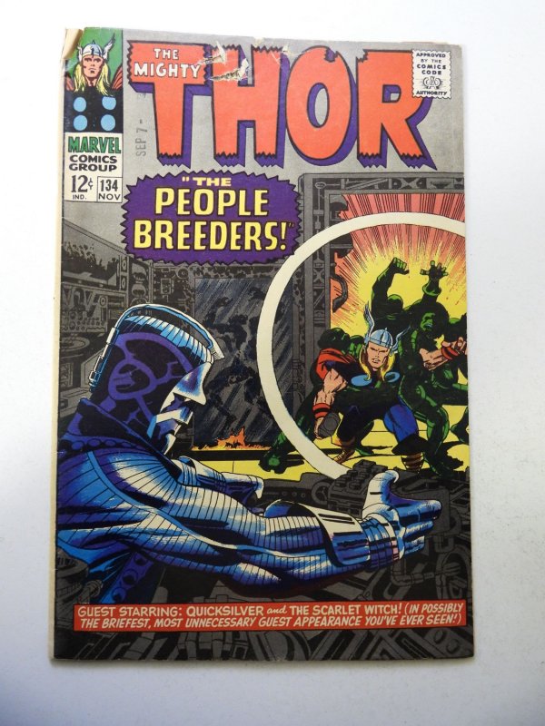 Thor #134 1st App of High Evolutionary, Man-Beast, & Fafnir! VG- Cond ink fc