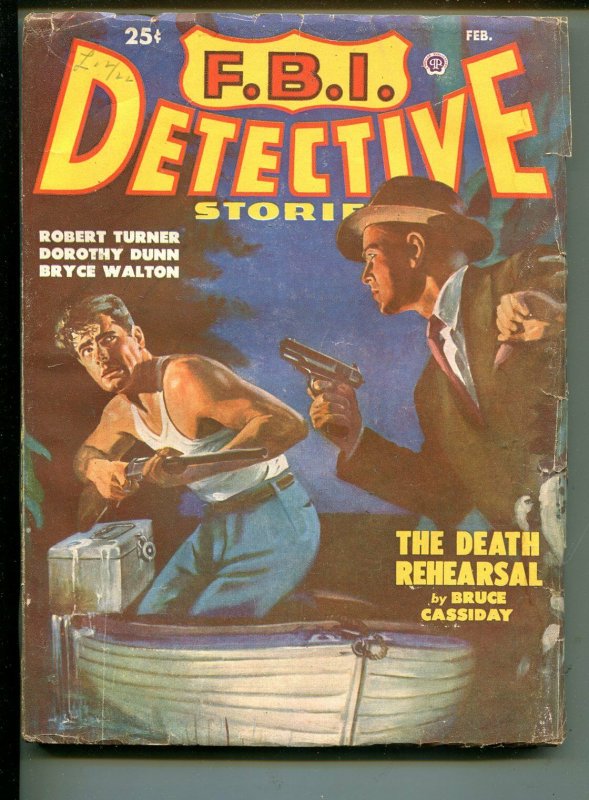 FBI DETECTIVE 2/1950-POPULAR-PULP NOIR COVER-ROBERT TURNER-good/vg