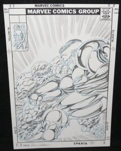 The Thing vs. The Incredible Hulk with Doctor Doom Pencil Art by Ron Wilson