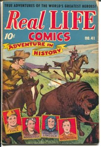 Real Life #41 1947-Nedor-buffalo hunter cover-Florida story-Sarah Lincoln-VG
