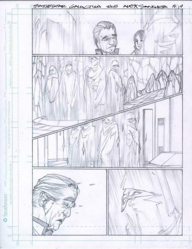 Battlestar Galactica #5 pg 17 Original Penciled art ALEX SANCHEZ Commander Adama 