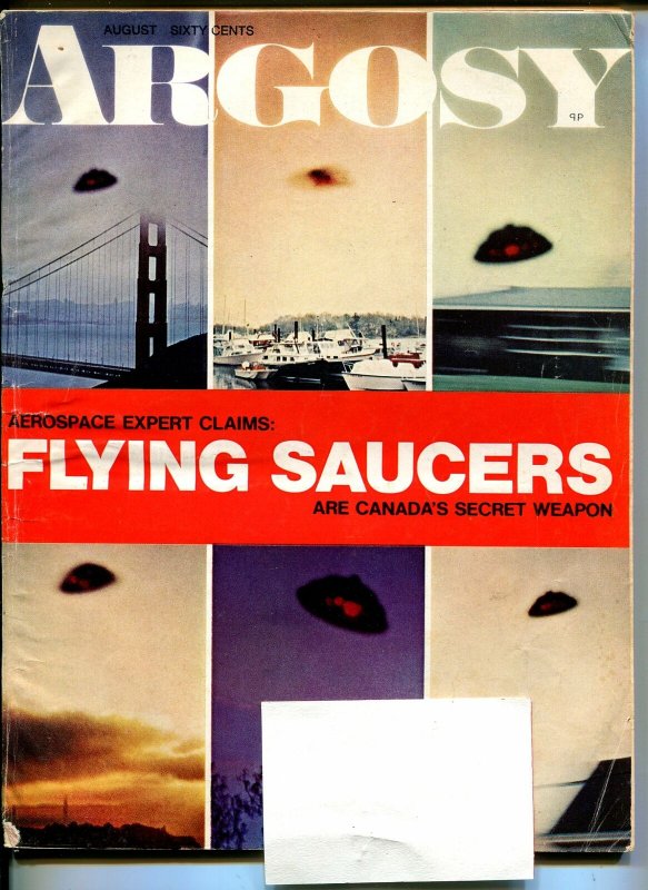 Argosy 8/1969-Popular-WWII-pulp thrills-shrunken heads-flying saucers-VG