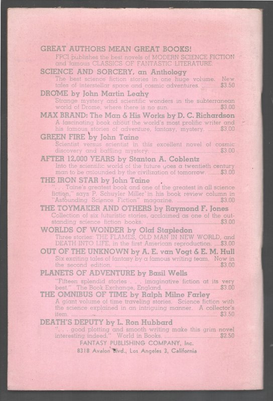 Fantasy Book Vol. 1 #4 1950John Taine-Forrest J. Ackerman-Gene Ellerman Basil We