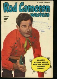 ROD CAMERON WESTERN #1-FAWCETT-1950-PHOTO COVER VG+ 