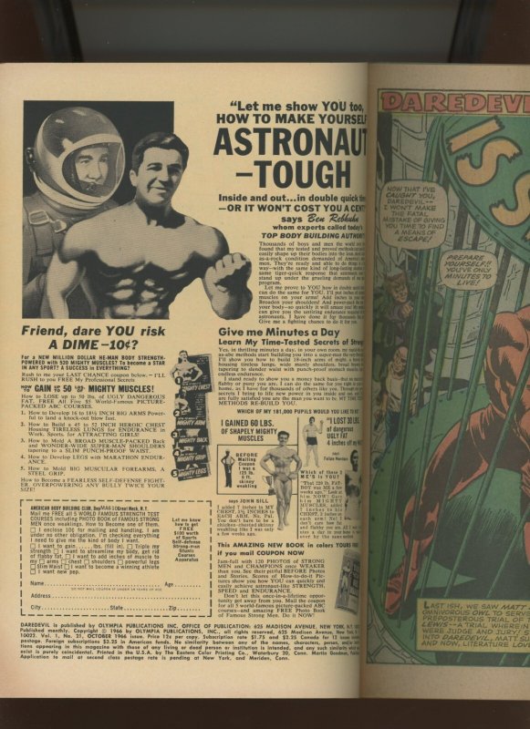 (1966) Daredevil #21: SILVER AGE! WE COMBINE SHIPPING! (6.5)