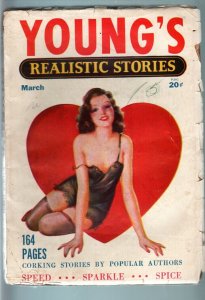 YOUNG'S REALISTIC STORIES MAR 1941-PULP-SPICY VG