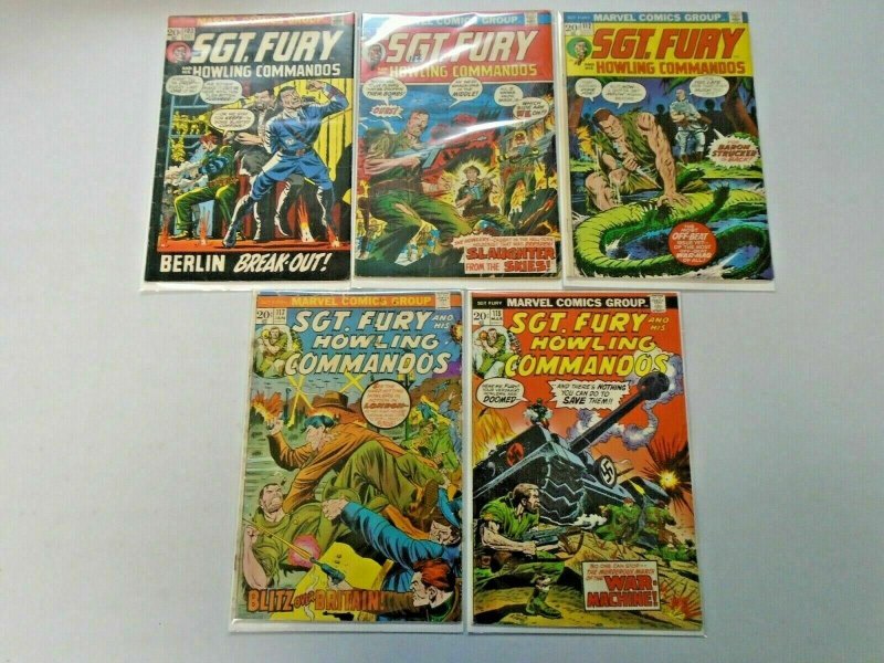 Bronze Age Sgt. Fury Comic Lot 20¢ Covers From #94-118 11 Diff Avg 5.0 (1972-74)