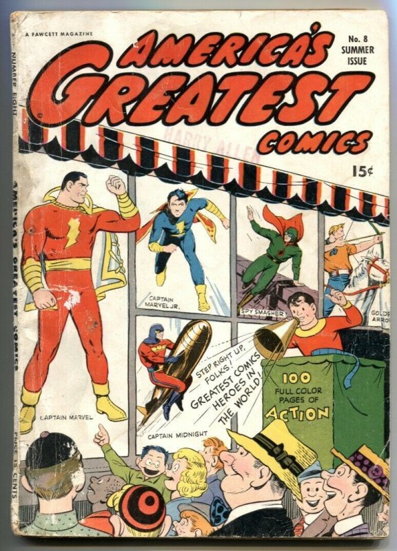 America's Greatest Comics #8 1943- Captain Marvel- Spy Smasher G/VG