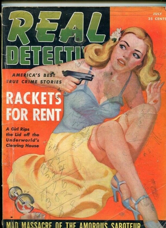 REAL DETECTIVE-JULY 1942-RACKETS-MASSACRE-MURDER-WRECKED-TERRORISTS G