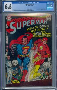 SUPERMAN #199 CGC 6.5 1ST SUPERMAN VS FLASH RACE WHITE PAGES 