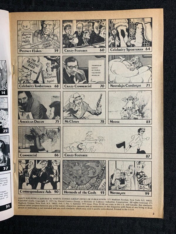 1975 CRAZY SUPER SPECIAL Marvel Parody Magazine #1 VG/FN 5.0