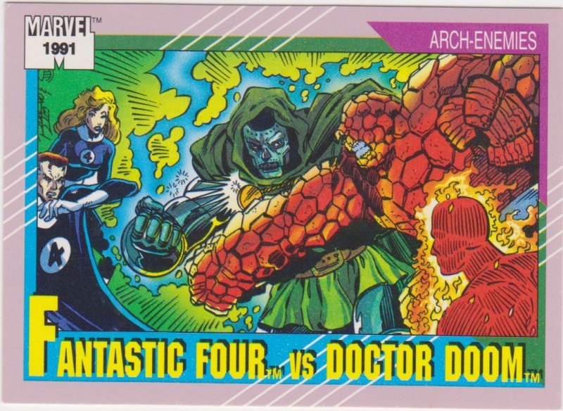 1991 Marvel Universe #124 Fantastic Four vs Doctor Doom