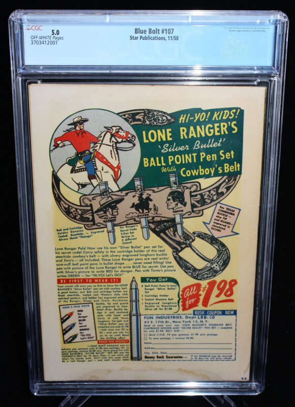 Blue Bolt #107 (CGC 5.0) L.B. Cole Cover - 1950
