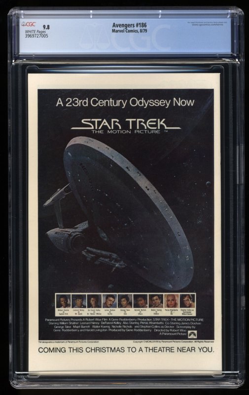 Avengers #186 CGC NM/M 9.8 White Pages 1st Chthon!