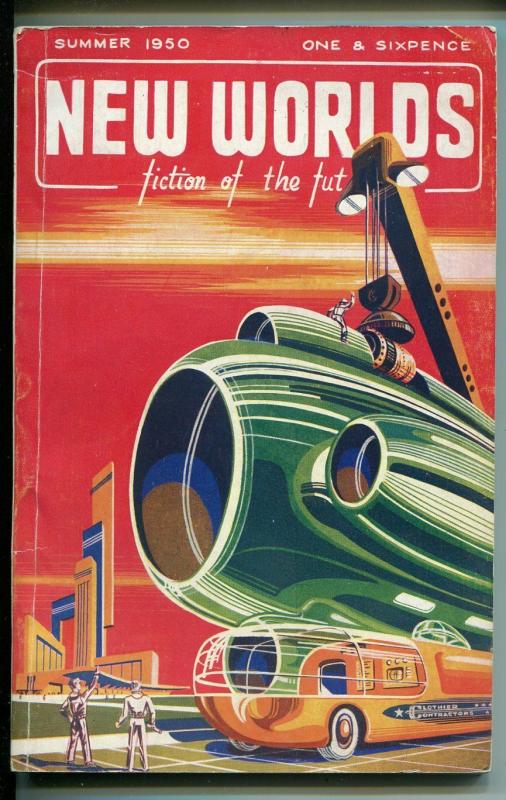 New Worlds-Summer 1950-British sci-fi pulp-striking cover artVG+