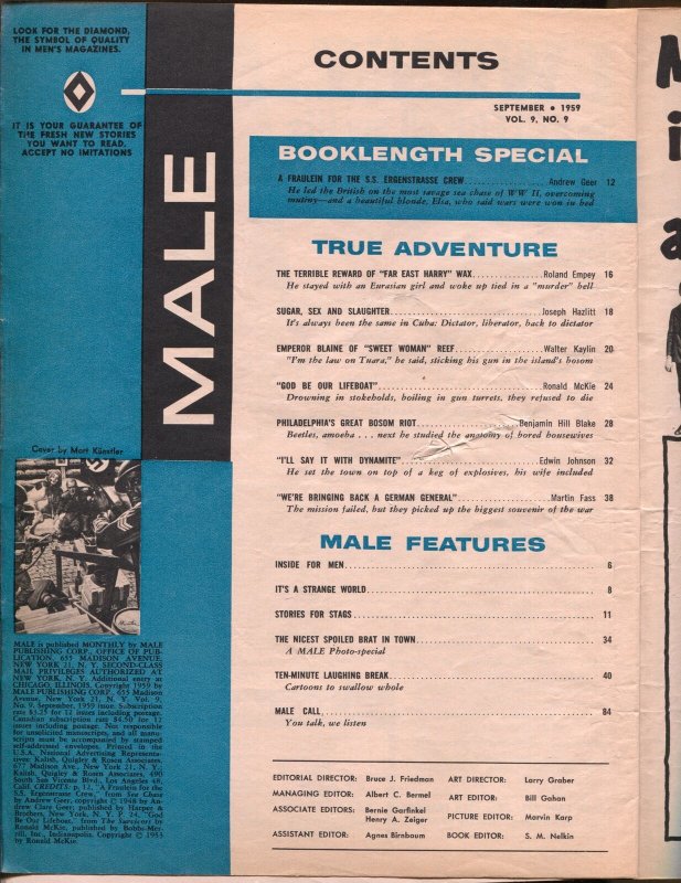 Male 9/1959 Bad Mags-Men's Adventure-Atlas-James Bama