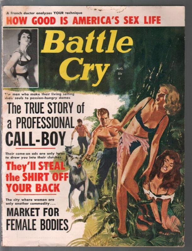 Battle Cry 8/1963-lingerie babes cover-cheesecake-exploitation-VG