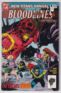 New Titans Annual #9 1993 DC Bloodlines Outbreak Paul Witcover Hand Davis