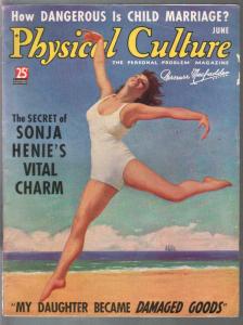 Physical Culture 6/1937-Sonja Henie-swimsuit pix-exploitationVG