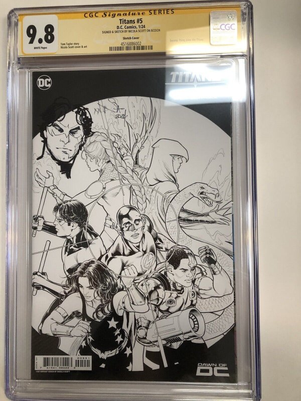 Titans  (2024) # 5 (CGC 9.8 SS) Signed & Sketch Nicola Scott * Census = 1 * DC